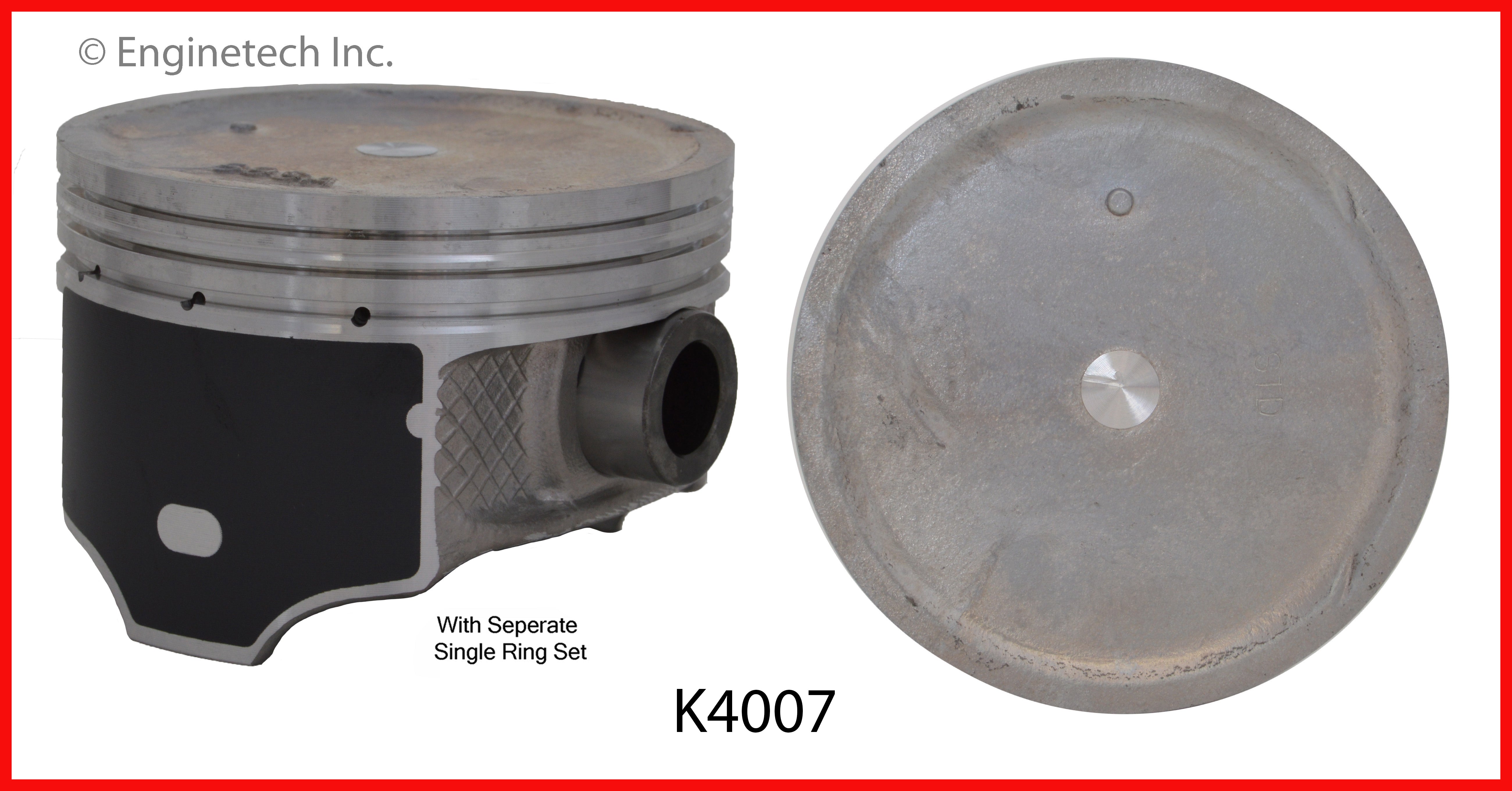 Enginetech K4007(4)PSTD Engine Piston Kit with Separate Full Ring Stac ...