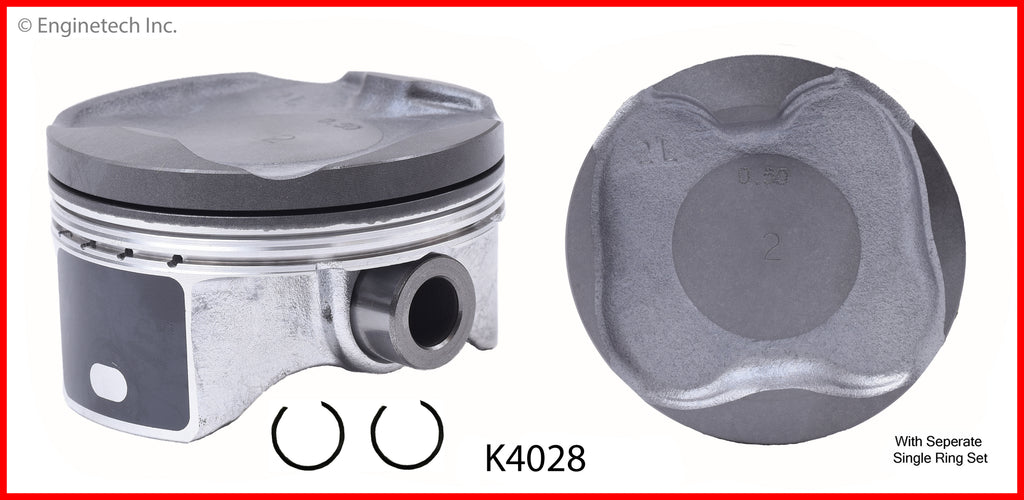 Enginetech K4028(4)PSTD Engine Piston Kit with Separate Full Ring Stac ...