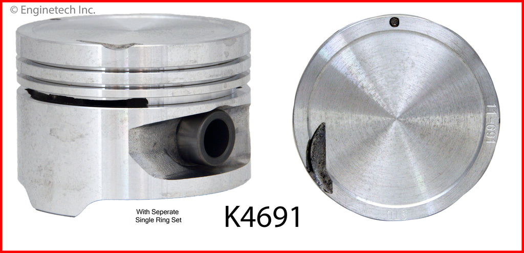 Enginetech K4691(4)P.50 Engine Piston Kit with Separate Full Ring Stack for Hyundai Models