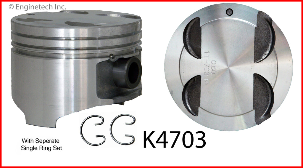 Enginetech K4703(4)PSTD Engine Piston Kit with Separate Full Ring Stack for Mazda Protege and Ford Escort