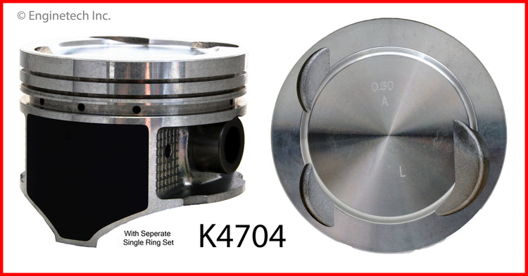 Enginetech K4704(6)PSTD Engine Piston Kit with Full Ring Stack for Mazda MPV (1994-1998)