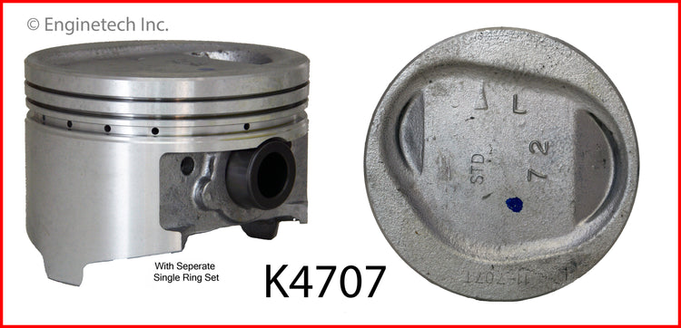 Enginetech K4707(6)P.50 Engine Piston Kit with Full Ring Stack for Chrysler and Dodge Vehicles