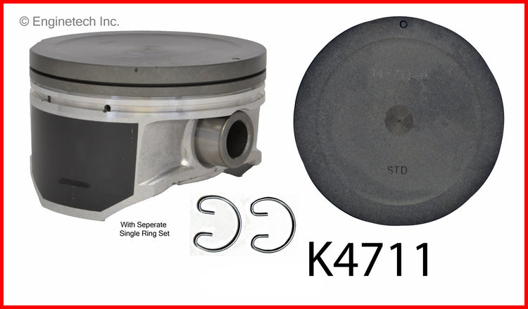 Enginetech K4711(6)PSTD Engine Piston Kit with Separate Full Ring Stack for Infiniti I30 & Nissan Maxima