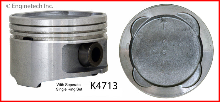 Enginetech K4713(4)PSTD Engine Piston Kit with Separate Full Ring Stack for Toyota Models