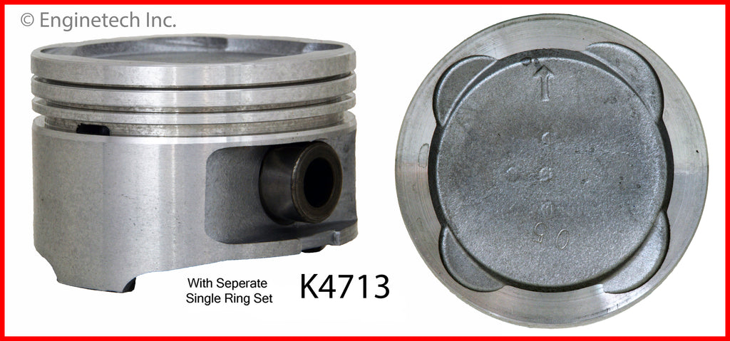Enginetech K4713(4)P.50 Engine Piston Kit with Separate Full Ring Stack for Toyota Cars