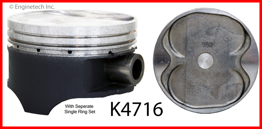 Enginetech K4716(6)P.50 Engine Piston Kit with Separate Full Ring Stack for Mazda 626 and Ford Probe