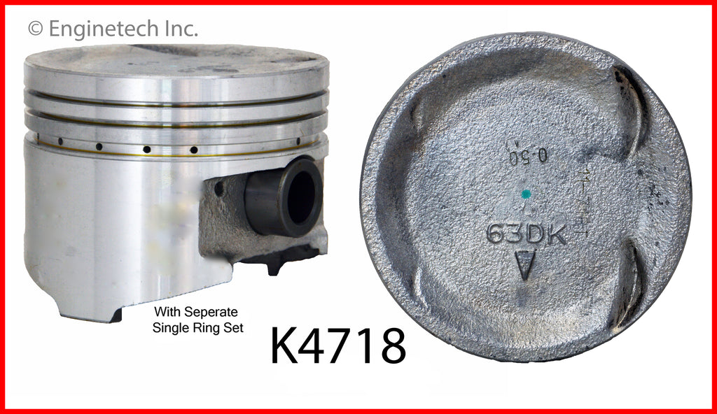 Enginetech K4718(4)PSTD Engine Piston Kit with Separate Full Ring Stack for Mitsubishi Eclipse (1993-1994)