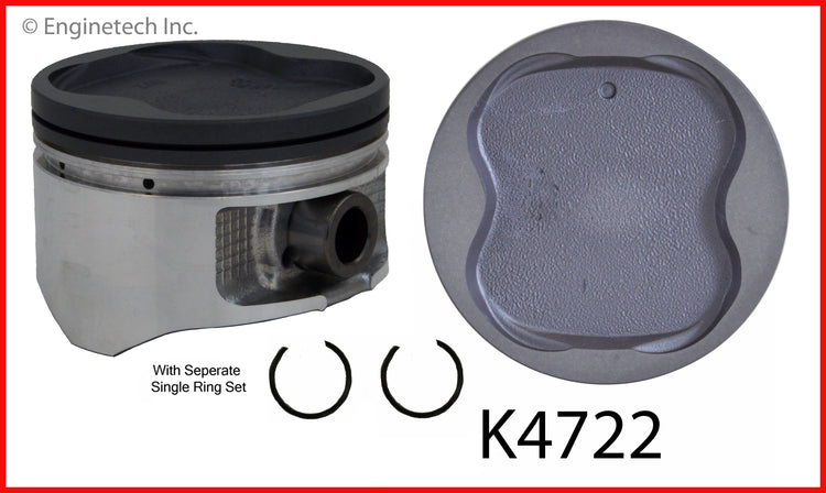 Enginetech K4722(6)P.50 Engine Piston Kit with Separate Full Ring Stack for Toyota Trucks and SUVs