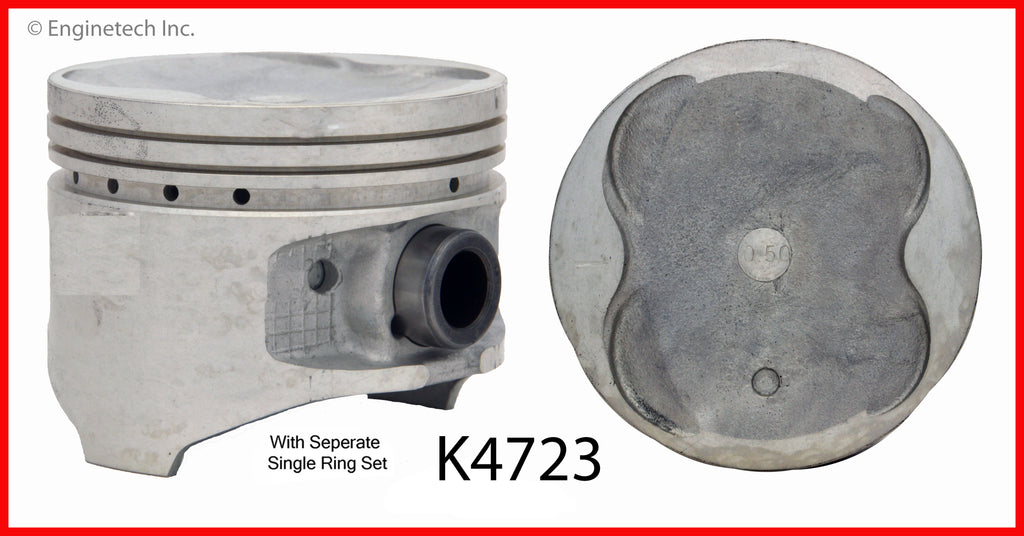 Enginetech K4723(4)PSTD Engine Piston Kit with Separate Full Ring Stack for Toyota RAV4 (1996-1997)