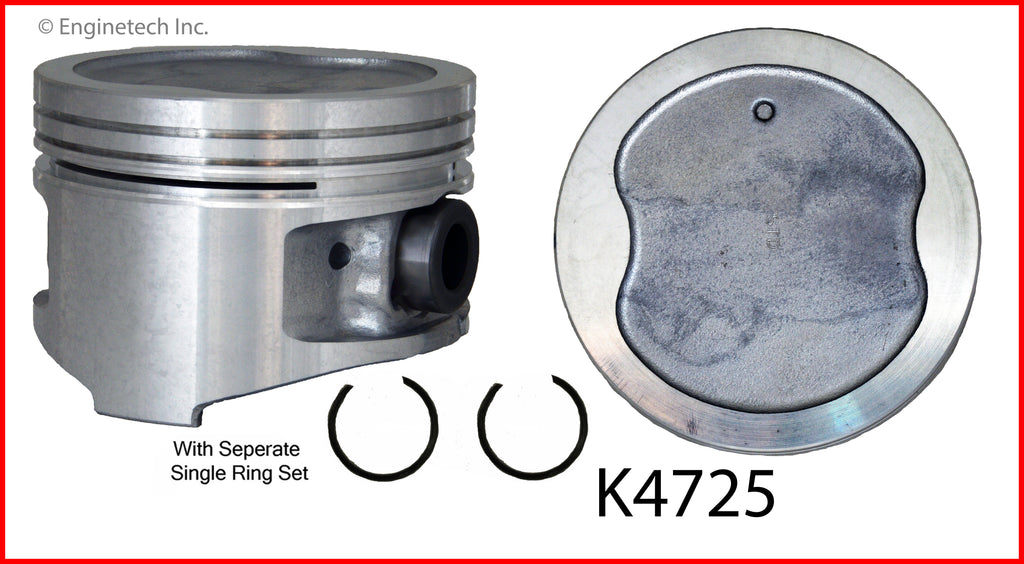 Enginetech K4725(4)PSTD Engine Piston Kit with Separate Full Ring Stack for Honda Civic and Toyota Previa
