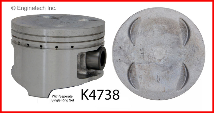 Enginetech K4738(4)PSTD Engine Piston Kit with Separate Full Ring Stack for Honda CR-V (1997-1998)