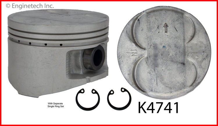Enginetech K4741(4)PSTD Engine Piston Kit with Separate Full Ring Stack for Honda Prelude
