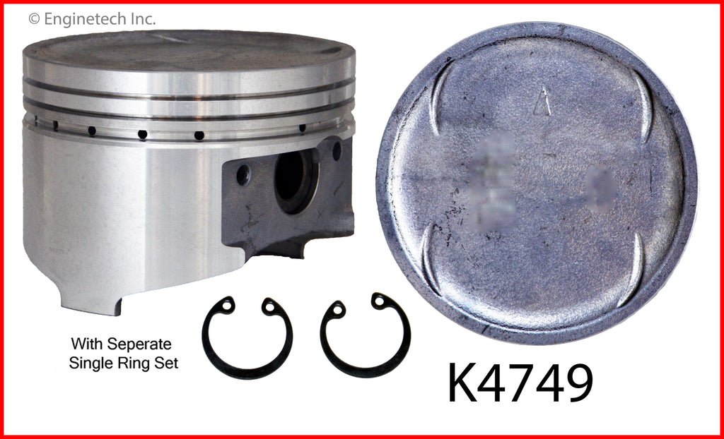 Enginetech K4749(6)PSTD Engine Piston Kit with Separate Full Ring Stack for Mitsubishi Montero