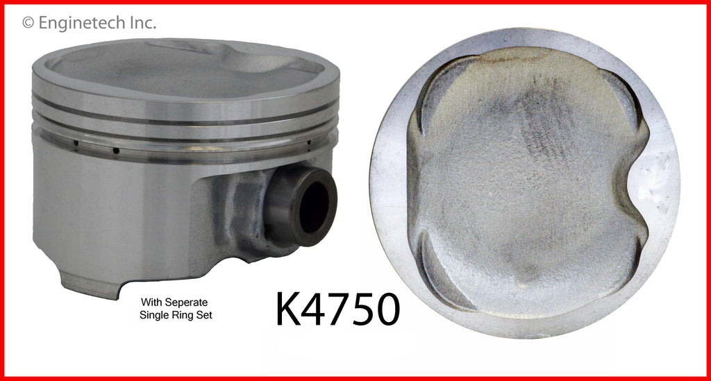 Enginetech K4750(4)PSTD Engine Piston Kit with Full Ring Stack for Toyota Camry and Celica