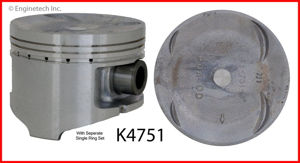 Enginetech K4751(4)PSTD Engine Piston Kit with Separate Full Ring Stac ...