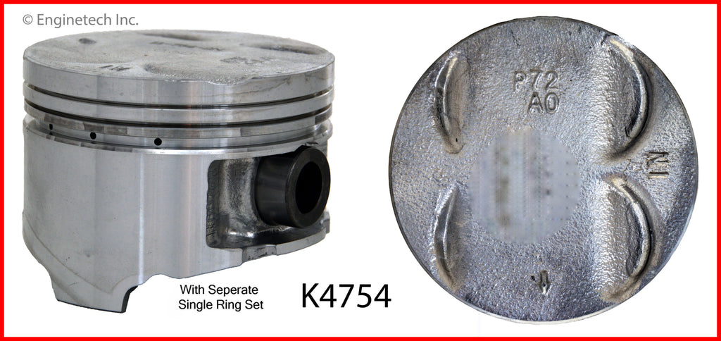 Enginetech K4754(4)PSTD Engine Piston Kit with Full Ring Stack for Acura Integra 1994-2001