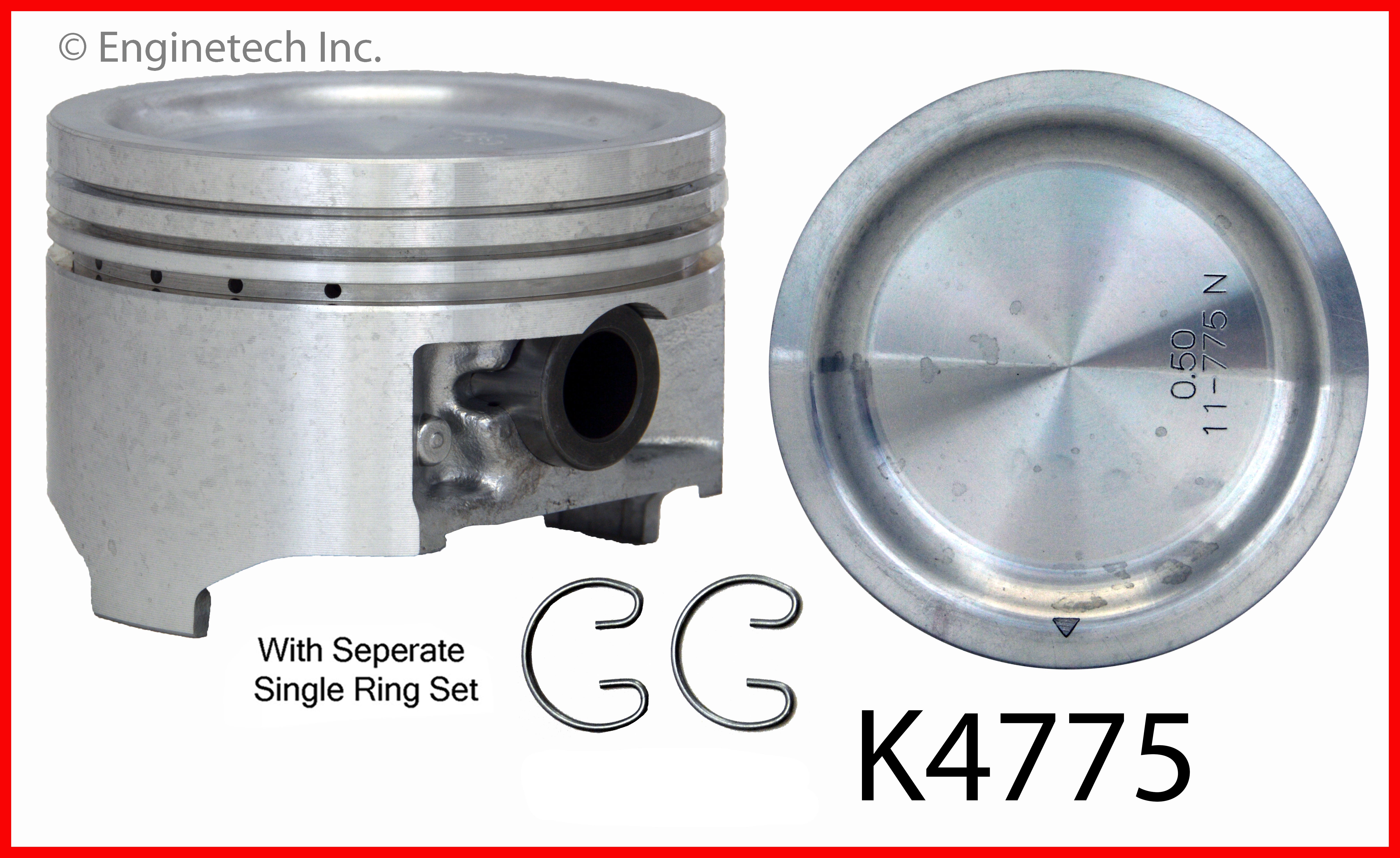 Enginetech K4775(4)PSTD Engine Piston Kit with Separate Full Ring Stac ...