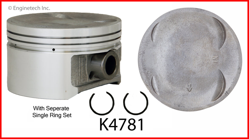 Enginetech K4781(4)P.50 Engine Piston Kit with Full Ring Stack for Honda Accord (1998-2002)