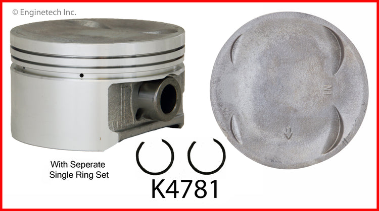 Enginetech K4781(4)P.50 Engine Piston Kit with Full Ring Stack for Honda Accord (1998-2002)