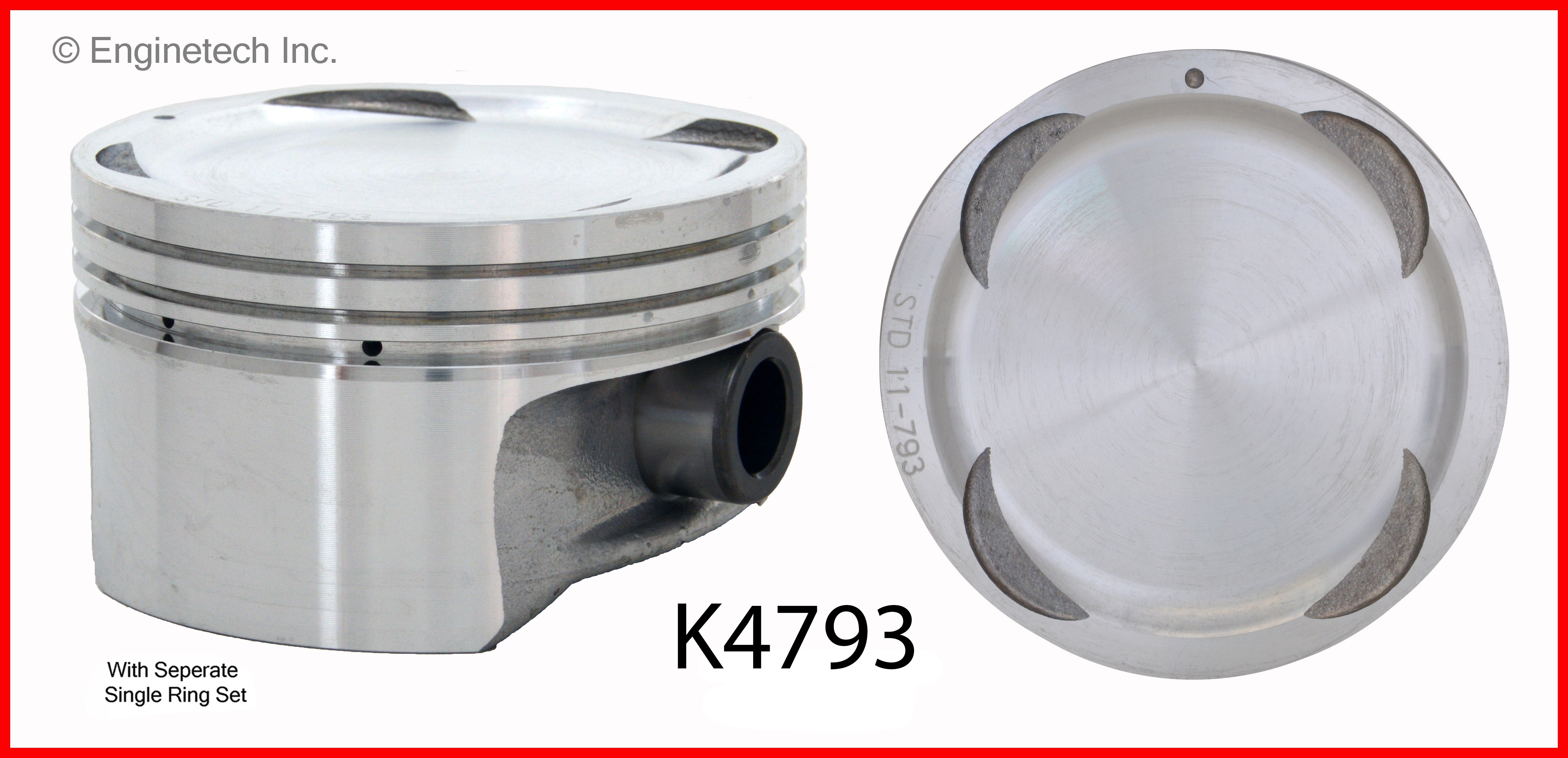 Enginetech P4793(6)P.50 Engine Piston Kit with Separate Full Ring Stac ...