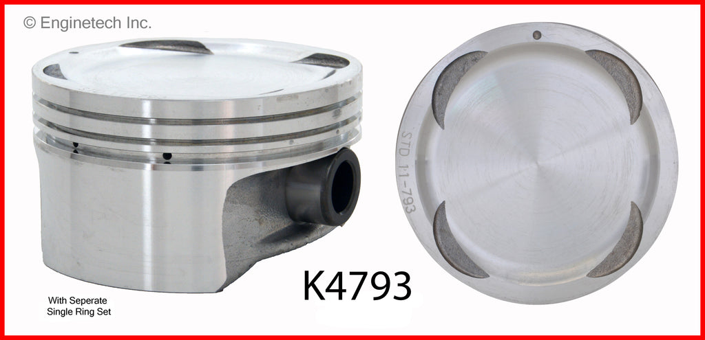 Enginetech K4793(6)PSTD Engine Piston Kit with Separate Full Ring Stack for Isuzu Vehicles
