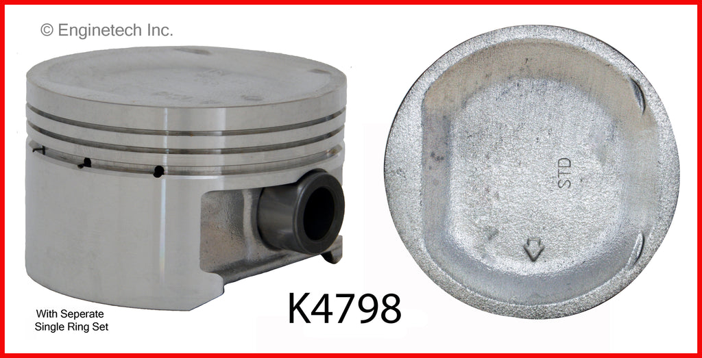 Enginetech K4798(4)PSTD Engine Piston Kit with Full Ring Stack for Honda Civics