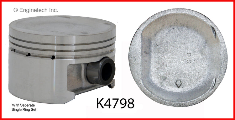 Enginetech K4798(4)PSTD Engine Piston Kit with Full Ring Stack for Honda Civics