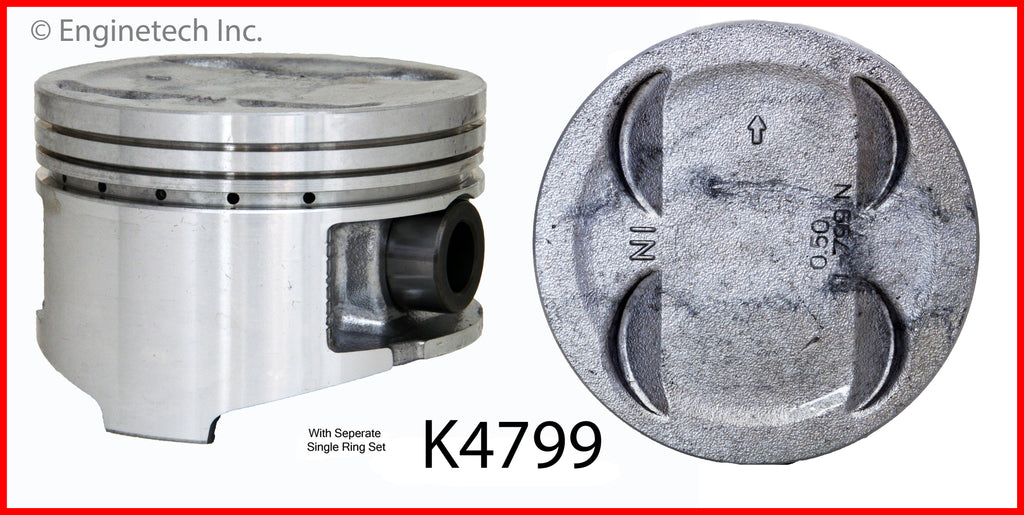 Enginetech K4799(4)PSTD Engine Piston Kit with Full Ring Stack for Honda CR-V (1999-2001)