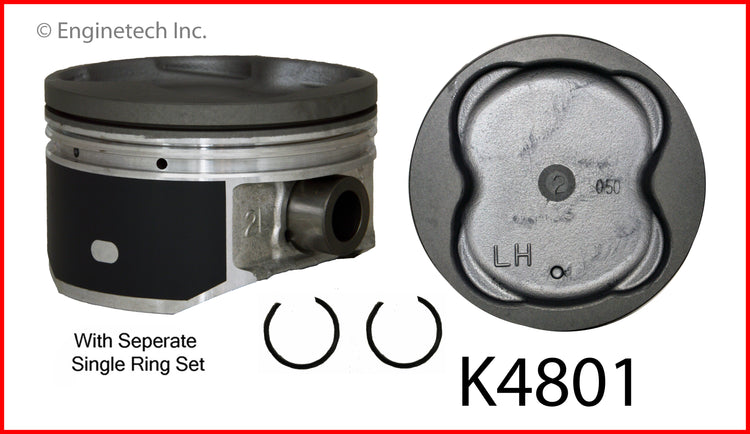 Enginetech K4801(8)P.50 Engine Piston Kit with Separate Full Ring Stack for Lexus and Toyota Vehicles