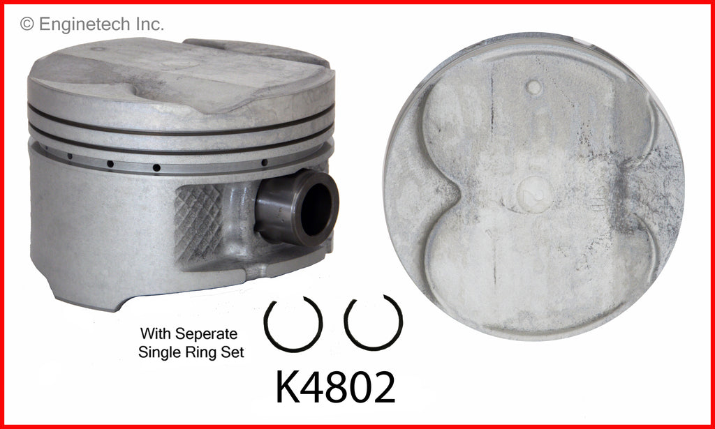 Enginetech K4802(4)PSTD Engine Piston Kit with Full Ring Stack for 2004-2006 Pontiac Vibe and Toyota Models