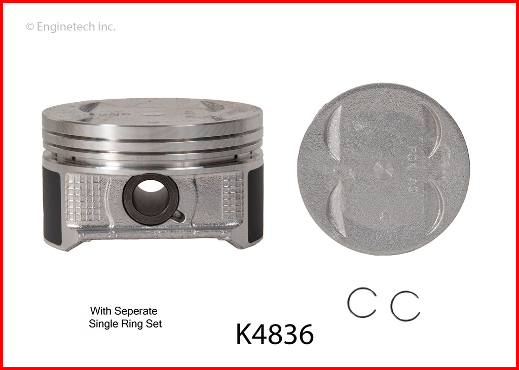 Enginetech K4836(6)P.50 Engine Piston Kit with Separate Full Ring Stack