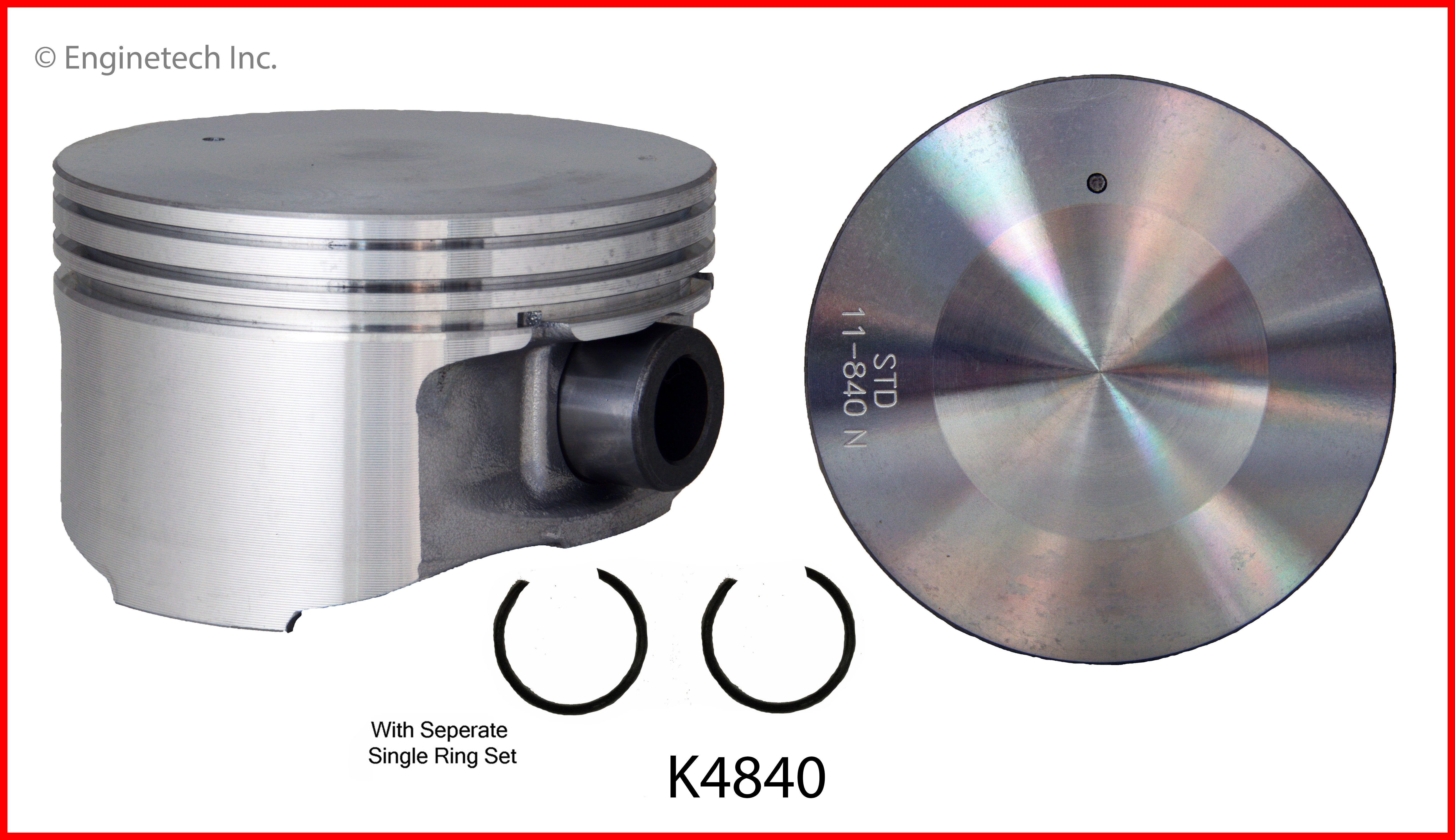 Enginetech K4840(4)PSTD Engine Piston Kit with Separate Full Ring Stac ...
