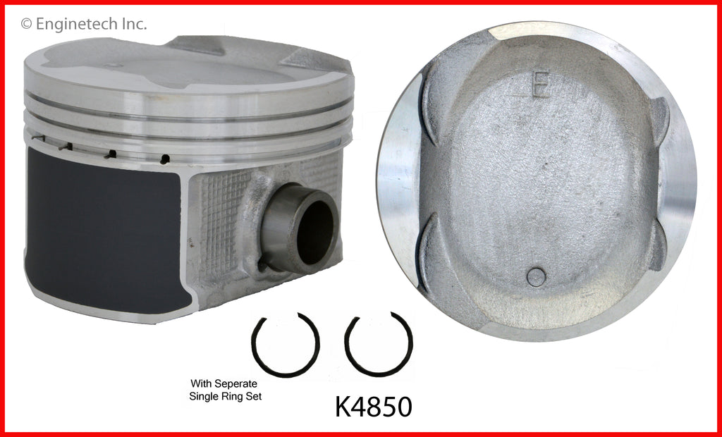 Enginetech K4850(4)PSTD Engine Piston Kit with Full Ring Stack for Toyota RAV4 (2001-2003)