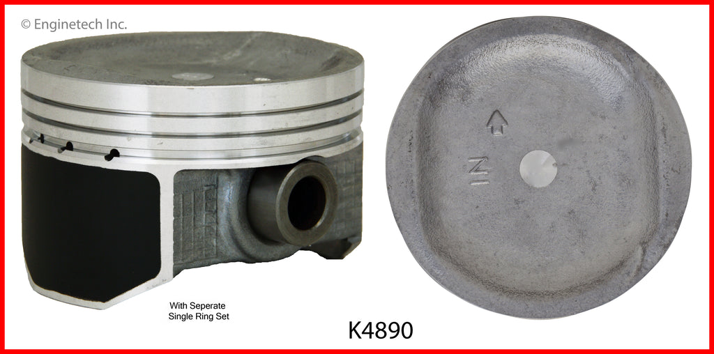Enginetech K4890(4)PSTD Engine Piston Kit with Separate Full Ring Stack for Honda Fit 2007-2008