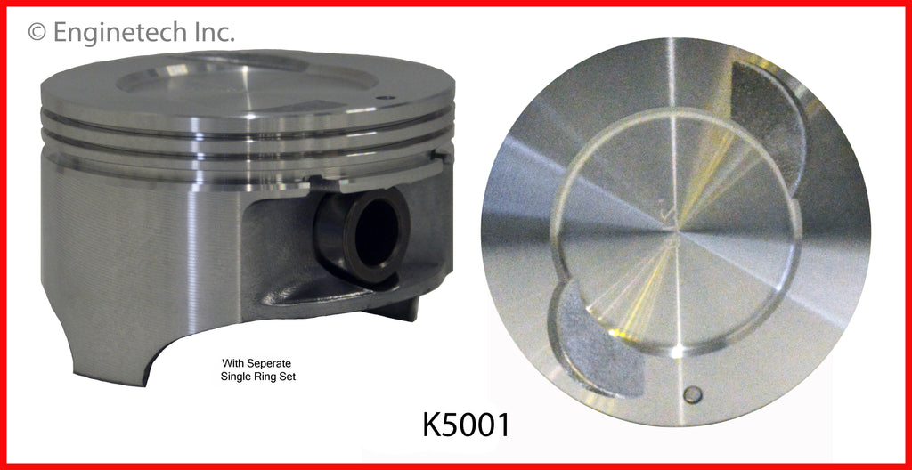 Enginetech K5001(4)PSTD Engine Piston Kit with Separate Full Ring Stack for Mazda B2500 and Ford Ranger