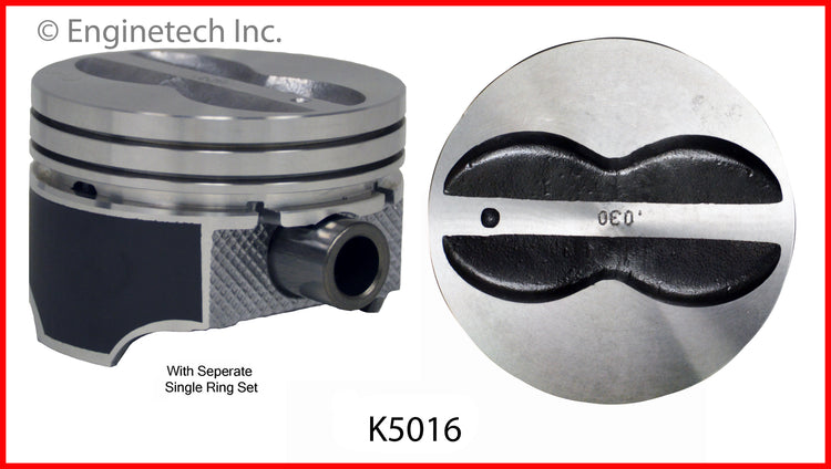 Enginetech K5016(8)030 Engine Piston Kit with Separate Full Ring Stack for Classic Chevrolet and GMC Vehicles