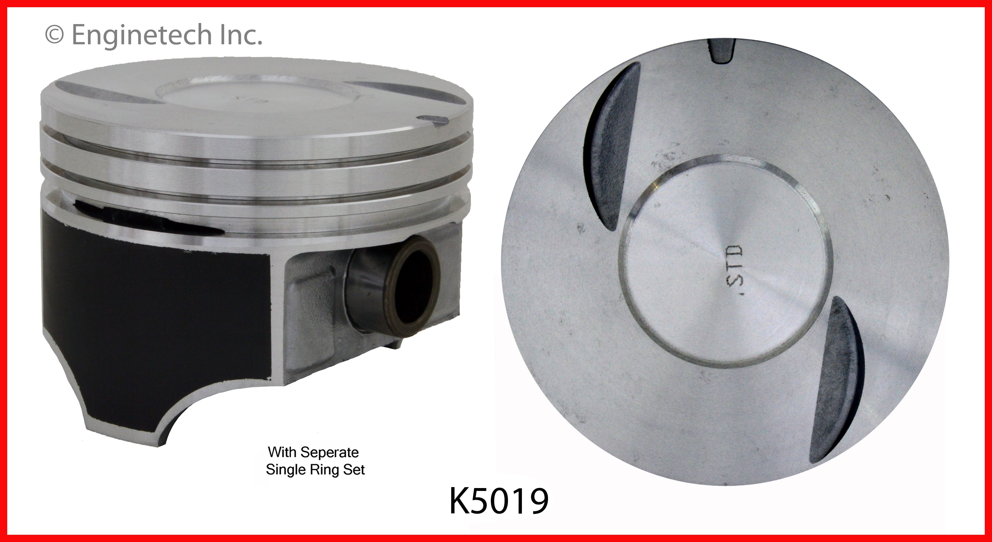 Enginetech K5019(8)STD Engine Piston Kit with Separate Full Ring Stack ...