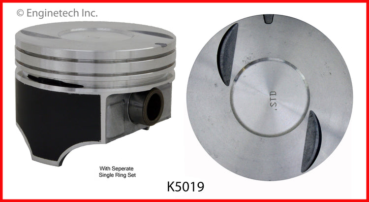 Enginetech K5019(8)STD Engine Piston Kit with Separate Full Ring Stack for Chevrolet C1500 and C20