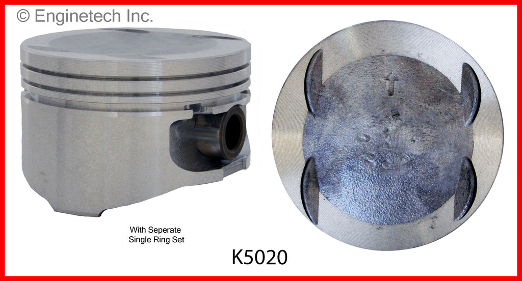 Enginetech K5020(4)PSTD Engine Piston Kit with Separate Full Ring Stack for Buick and Chevrolet Models