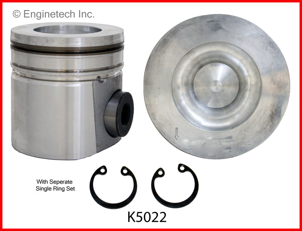 Enginetech K5022(6)PSTD Engine Piston Kit with Separate Full Ring Stack for Dodge Ram 2500 and 3500