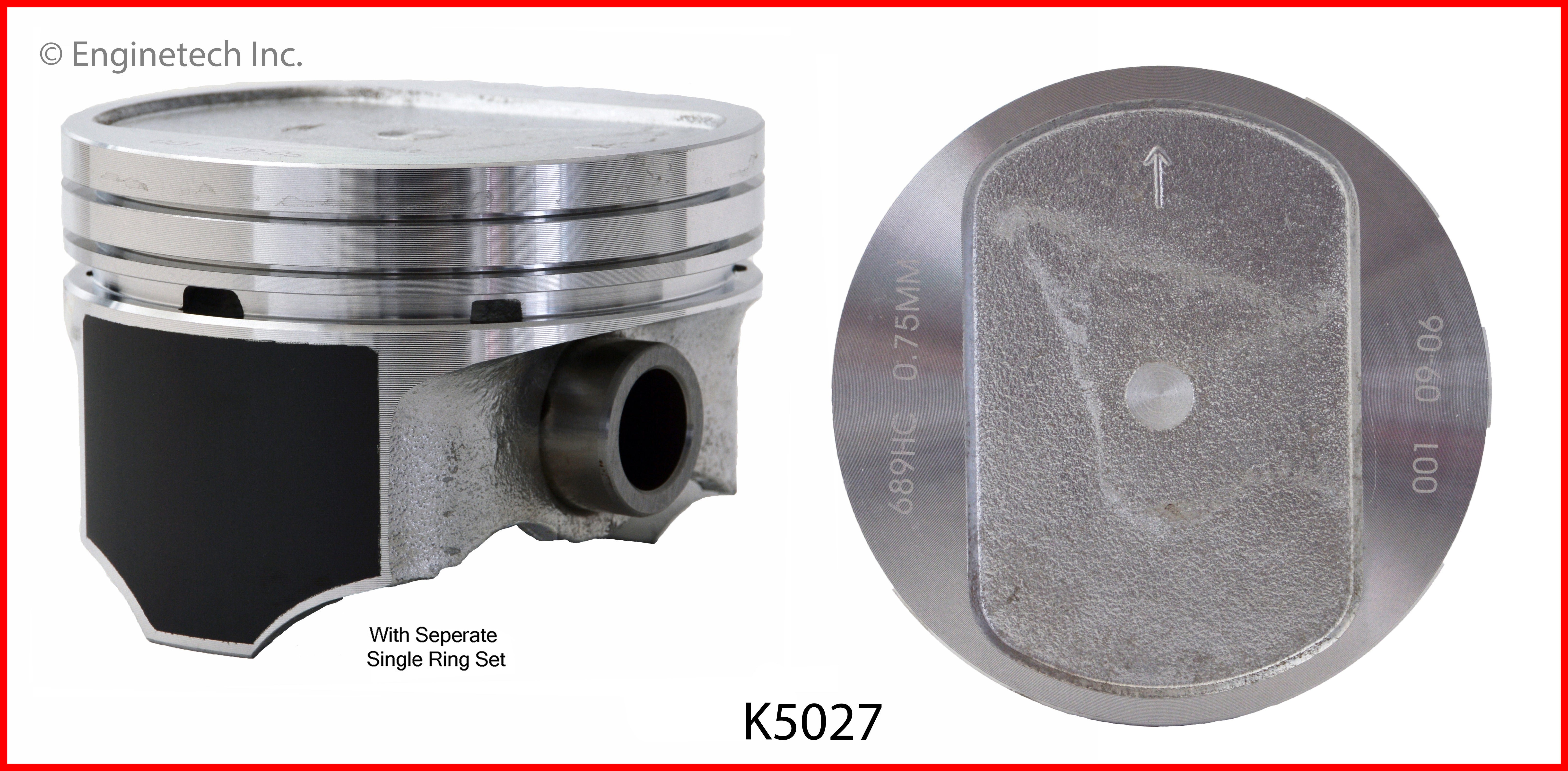 Enginetech K5027(10)P060 Engine Piston Kit with Full Ring Stack for Do ...