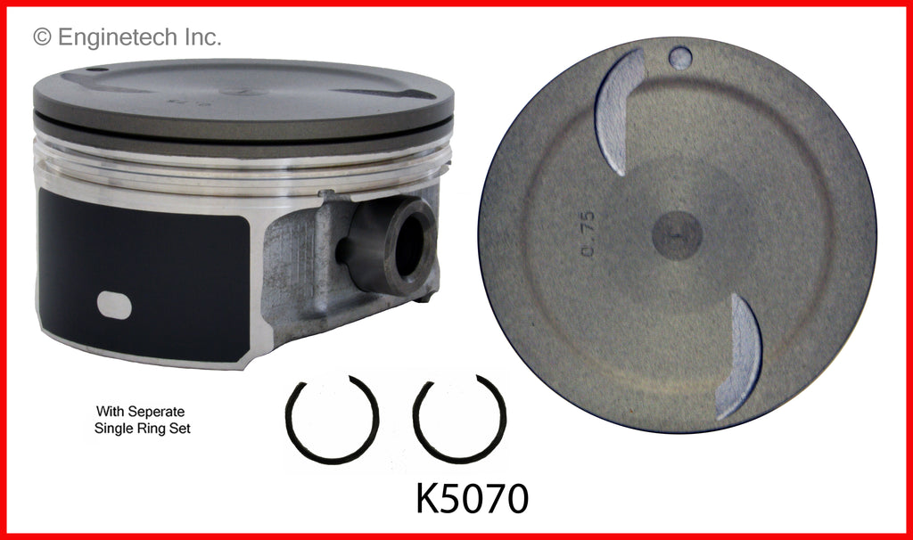 Enginetech K5070(8)P030 Engine Piston Kit with Separate Full Ring Stac ...