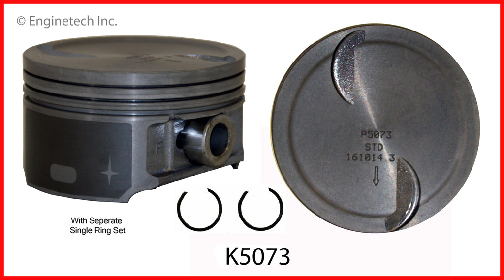 Enginetech K5073(8)P040 Engine Piston Kit with Separate Full Ring Stack for 2012 Chevrolet and GMC Vehicles