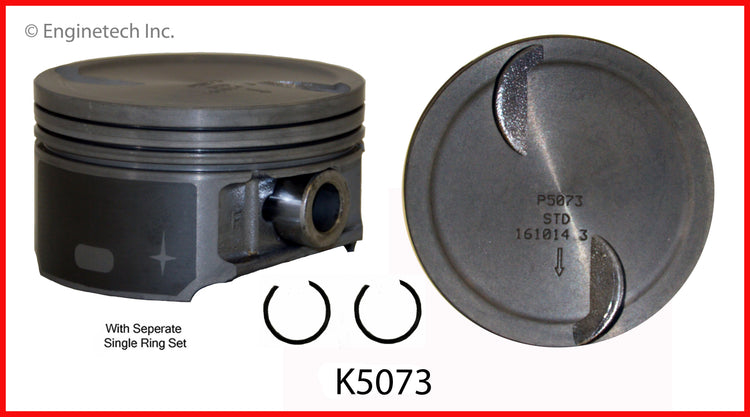 Enginetech K5073(8)P040 Engine Piston Kit with Separate Full Ring Stack for 2012 Chevrolet and GMC Vehicles