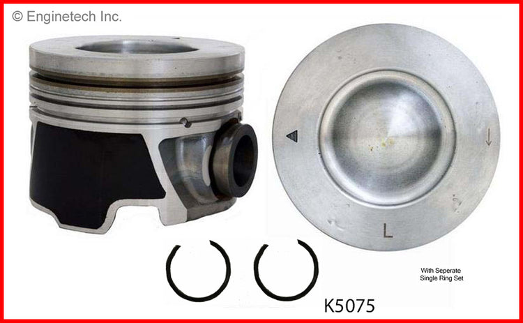 Enginetech K5075(8)P.50 Engine Piston Kit with Separate Full Ring Stack for Chevy Silverado and GMC Sierra