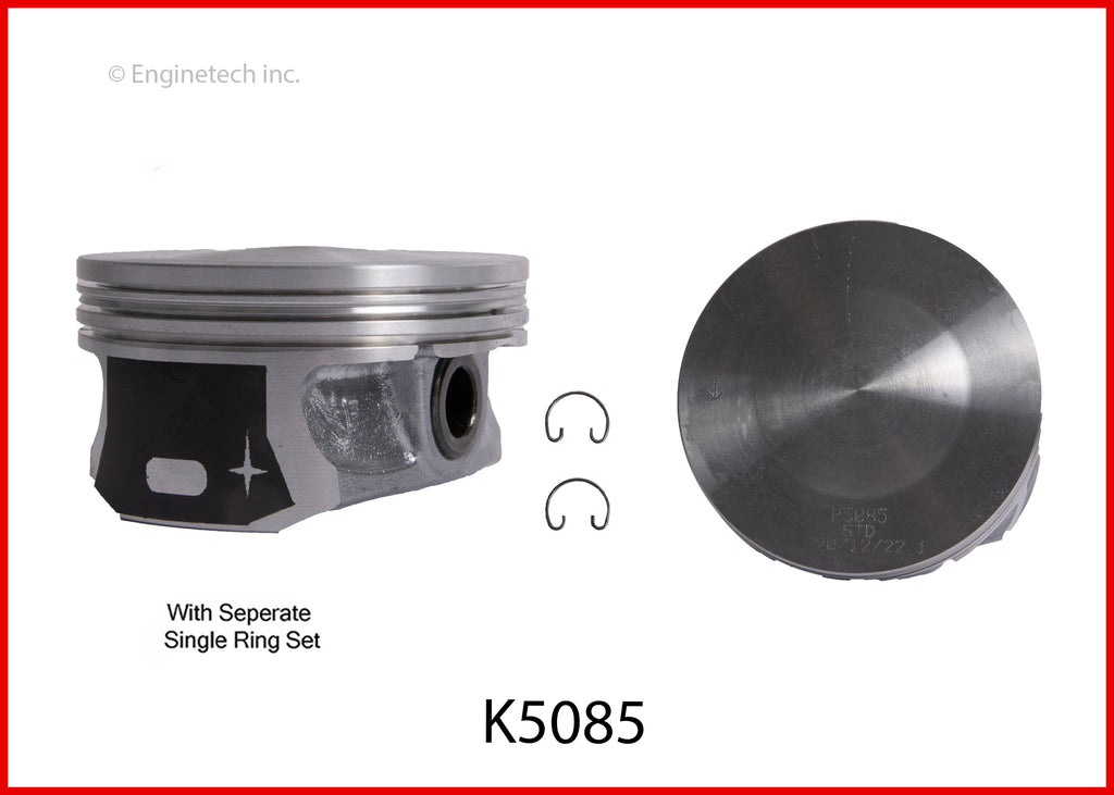 Enginetech K5085(8)P.50 Engine Piston Kit with Full Ring Stack for Chrysler and Dodge Vehicles