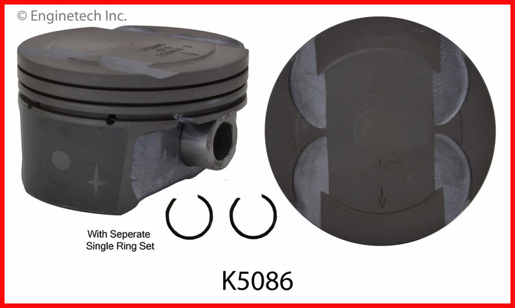 Enginetech K5086(6)P.50 Engine Piston Kit with Full Ring Stack for Ford and Lincoln Models