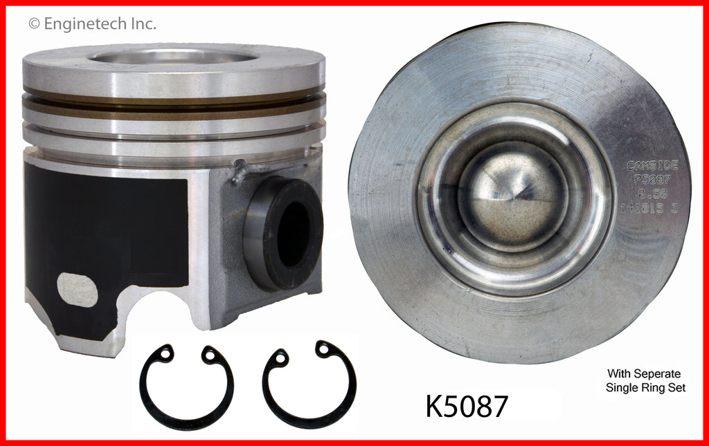 Enginetech K5087(8)P.50 Engine Piston Kit with Full Ring Stack for Ford Excursion and Super Duty Models