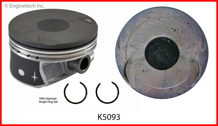 Enginetech K5093(8)P.50 Engine Piston Kit with Separate Full Ring Stack for Ford F-150 and Super Duty Models