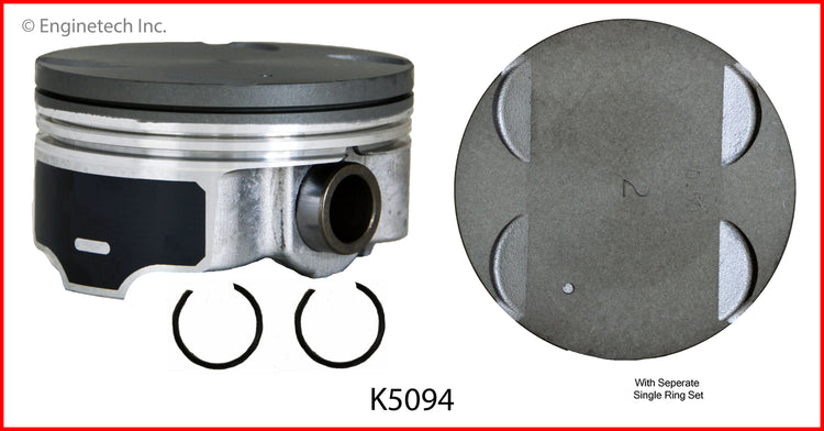 Enginetech K5094(4)P.50 Engine Piston Kit with Full Ring Stack for Chevrolet and Pontiac Vehicles